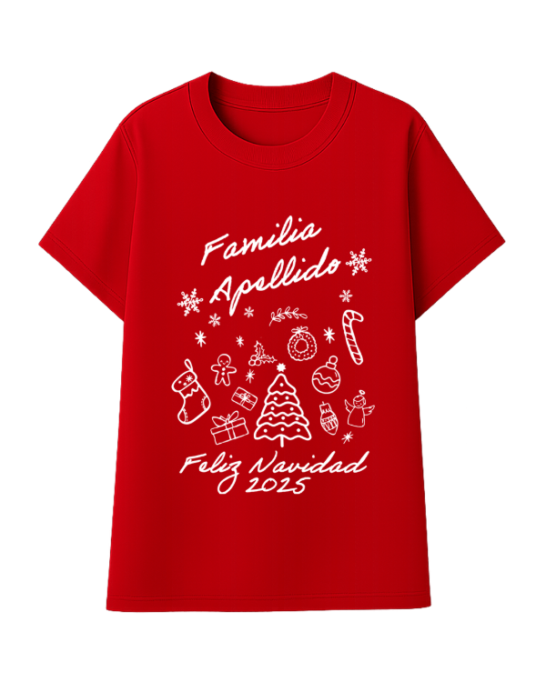 Producto - Remera Algodón Feliz Navidad Familia Personalizada - Rojo