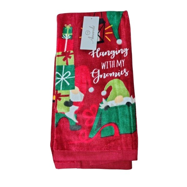 Producto - Repasador navideño Amarelo bordó papá Noel lleva regalos