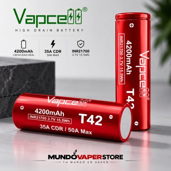 Producto - BATERIA VAPCELL T42 21700 - 4200 mAh 35A (Precio por Unidad) - 0