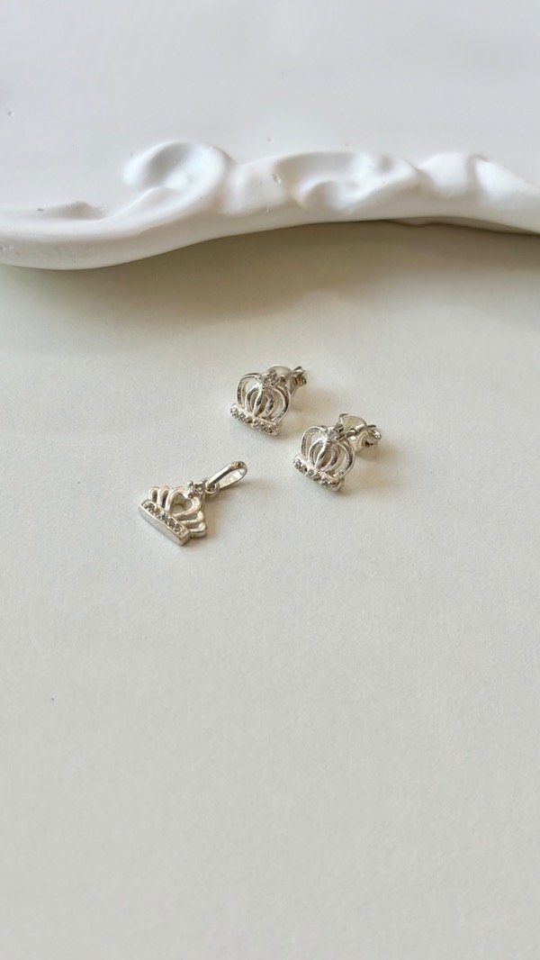 Producto - Conjunto de dije y aros en plata 925