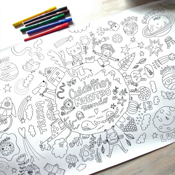 Producto - LAMINA PARA PINTAR Y BORRAR "CUIDEMOS NUESTRO MUNDO"