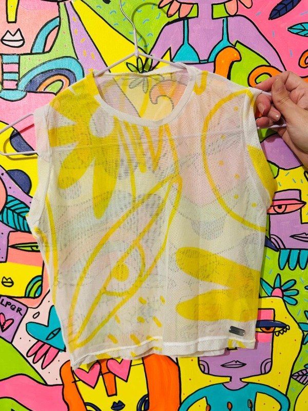 Producto - Musculosa Microtul - Blanca y Amarilla