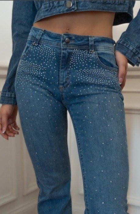 Producto - PANTALONES BRILLOS BRITNEY AZUL