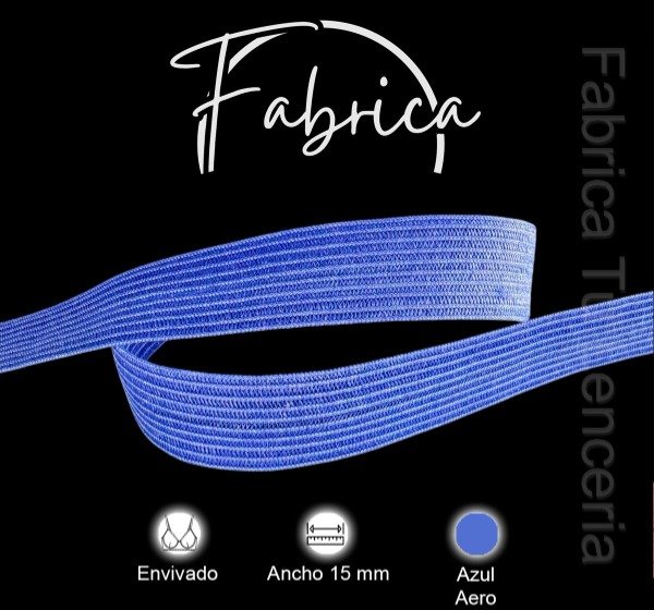 Producto - Envivado o Elástico Partido Azul Aero 15mm (1 metro)