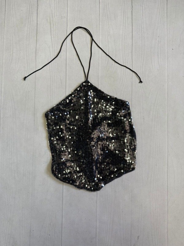 Producto - [5558 1] Top cordon chocker regulable lentejuelas ''Ibiza Silver''