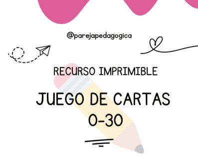 Producto - Juego de cartas del 0 al 30. Para imprimir con ideas de juegos. Primaria