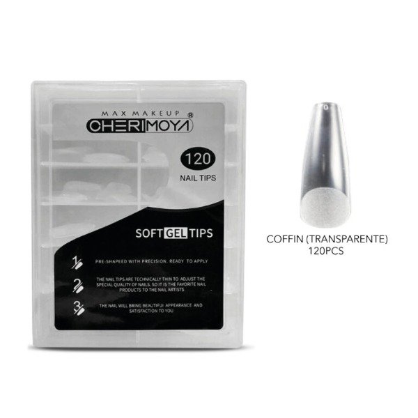 Producto - SOFT GEL TIPS COFFIN CORTO PRELIMADO x120 CHERIMOYA