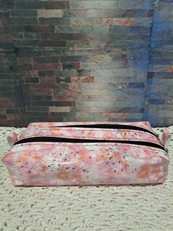 Producto - Cartuchera Doble Cierre Espejada Fuego Flor Pink