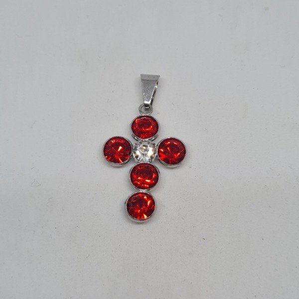 Producto - Dije cruz cubics rojos