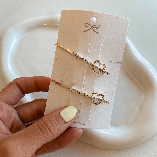 Producto - Pack de hebillas de corazones con stras plateada