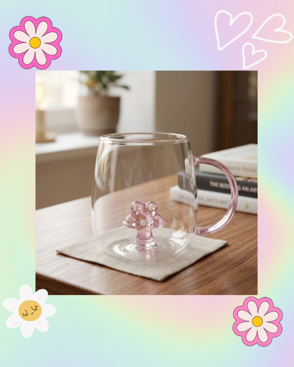 Producto - Taza Vidrio Huellita de Gato 3D