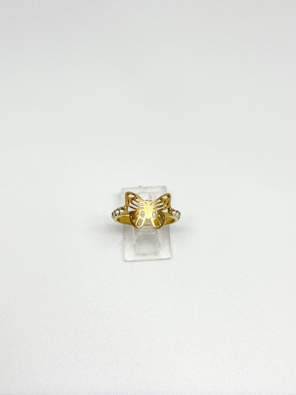 Producto - Anillo acero dorado estilo grueso con strass
