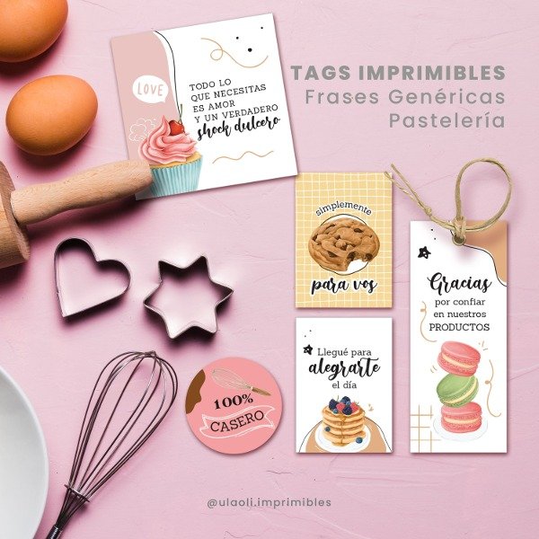 Producto - Tags Imprimibles Frases Genéricas "Pastelería"