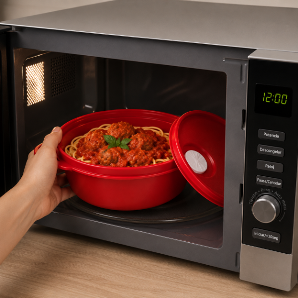 Producto - Cristalwave Redondo Tupperware 1,5 Litros Rojo - Apto Microondas