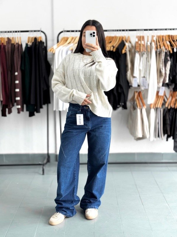 Producto - Jean Wide Leg Recto Nova tiro alto azul