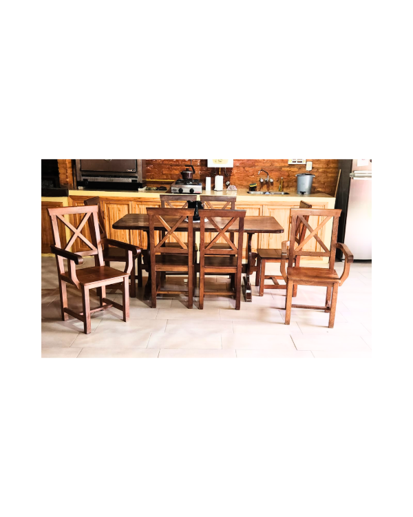 Producto - Mesa de algarrobo con 6 sillas y 2 sillones de esquina	/ 170x83