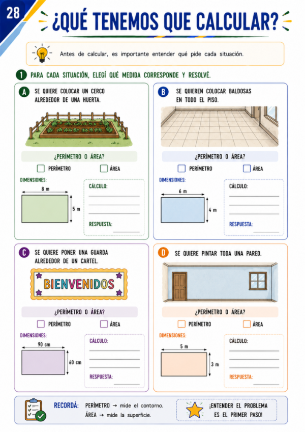 Producto - Perímetro y Área: Fórmulas, equivalencias y resolución de problemas - 18