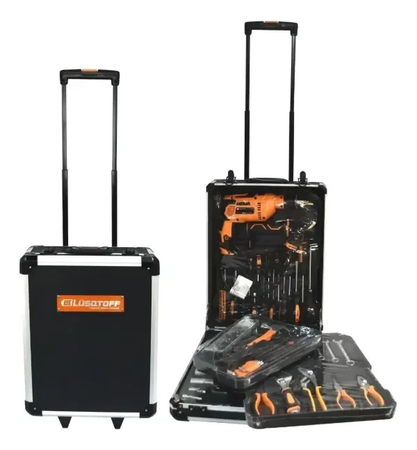 Producto - Maletín de herramientas y taladro percutor 107 piezas Lusqtoff