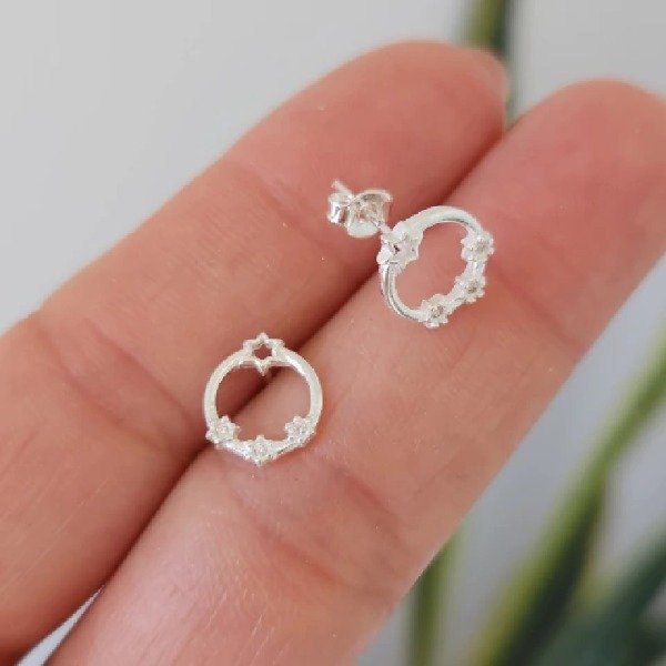 Producto - Aros Circulo Estrellas En Plata 925 - Lolita