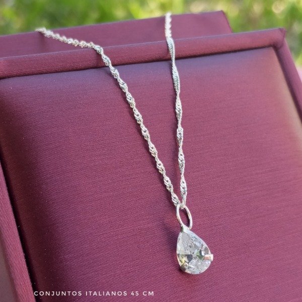 Producto - Conjunto italiano dije gota 45 cm cadena Singapur
