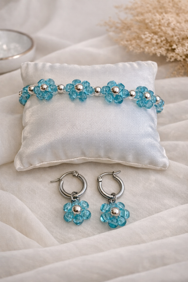 Producto - Set Scarlett - Pulsera + Aros - Celeste