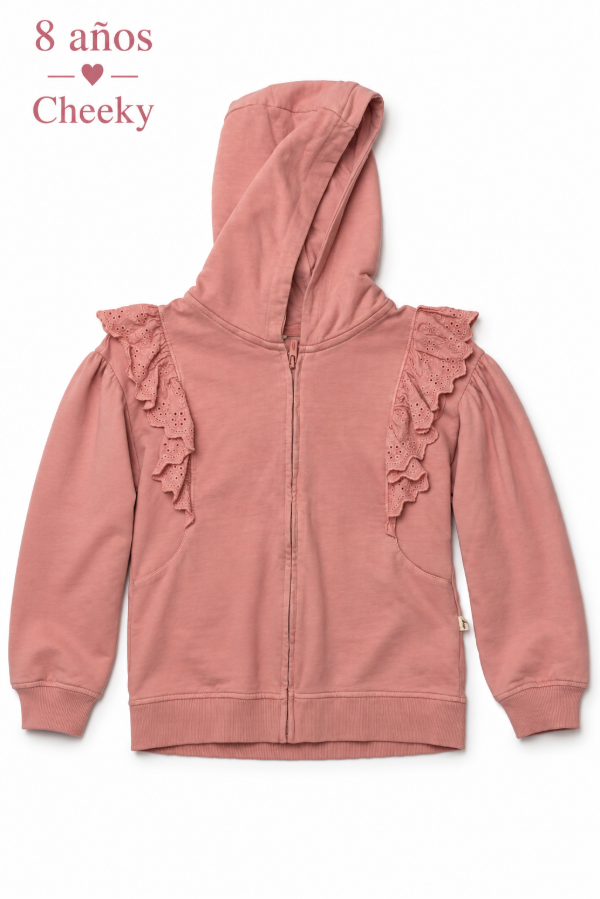 Producto - Buzo con cierre rosa con detalle puntilla Cheeky 8 años - 0