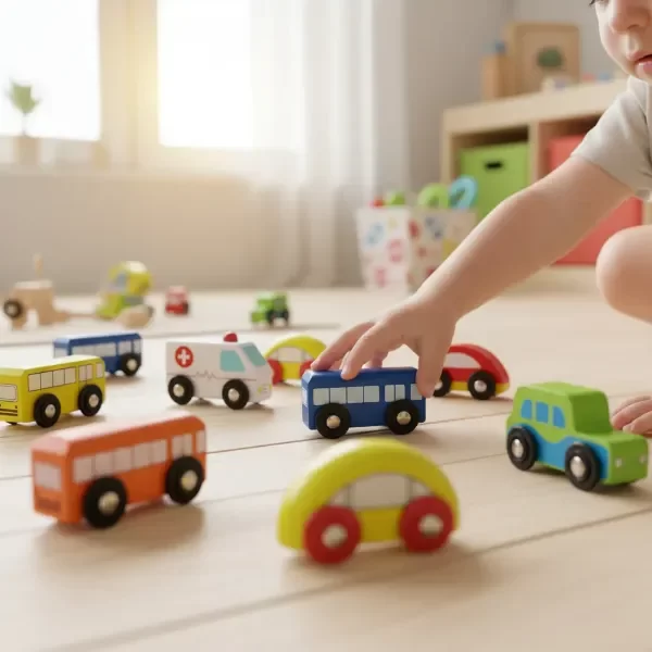 Producto - Vehículos de Madera para Tren o Autopista Pack x10