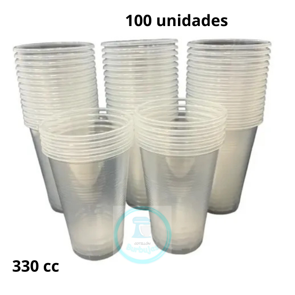 Producto - Vaso Plástico descartable traslúcido 330cc (paquete 100 unidades)