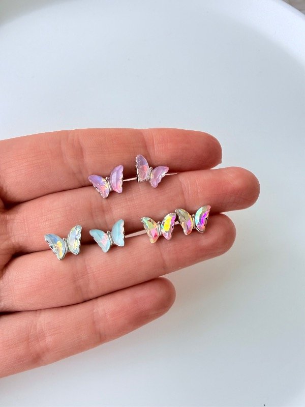 Producto - Aros pasantes acero mariposa tornasolada