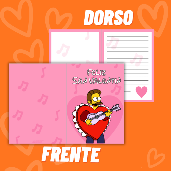Producto - TARJETA DIPTICA - FELIZ SAN VALENTIN NED FANDERS - LOS SIMPSON - DIGITAL