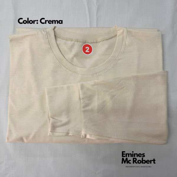 Producto - Remera Lisa Manga Larga Cuello redondo - Crema