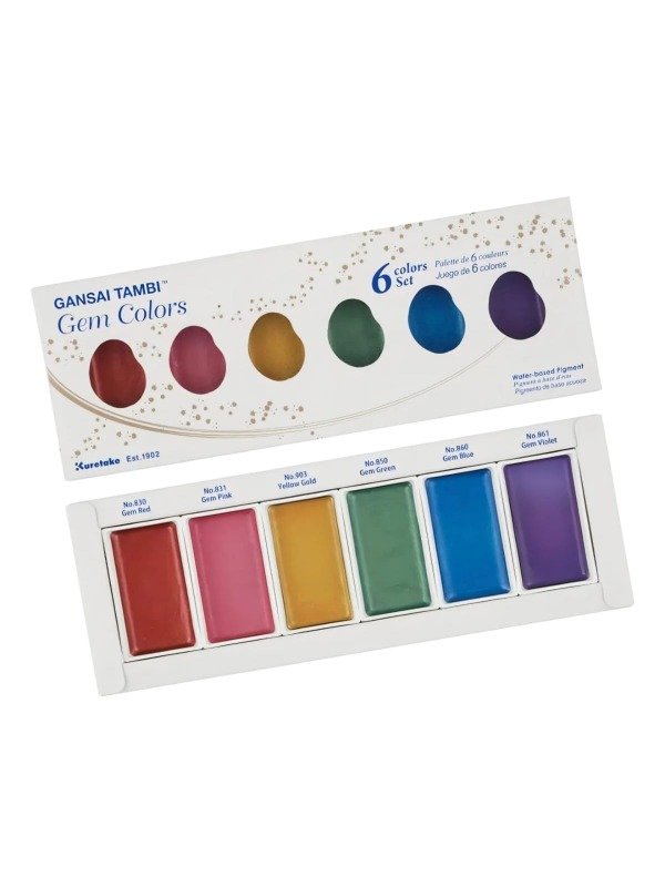 Producto - Acuarelas X6 Gansai Tambi Kuretake Metal - Gem Colors