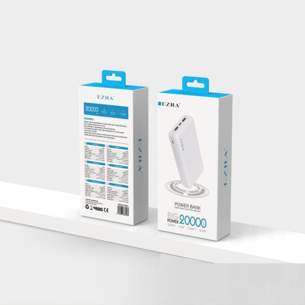 Producto - Cargador Portatil Inalambrico Ezra de 20000mAh Salidas 2TPC-2USB EA31.