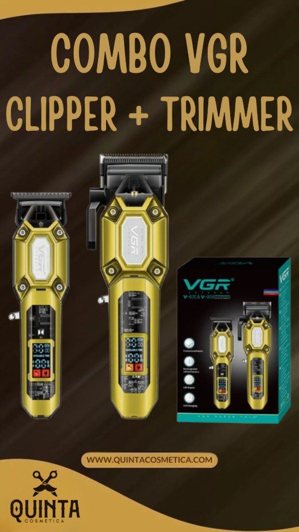 Producto - Combo Vgr Maquina Corte Pelo V-600 + Trimmer V-900 7000rpm Color Dorado