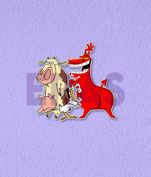 Producto - STICKERS UV - LA VACA Y EL POLLITO - VACA, POLLITO Y DIABLO