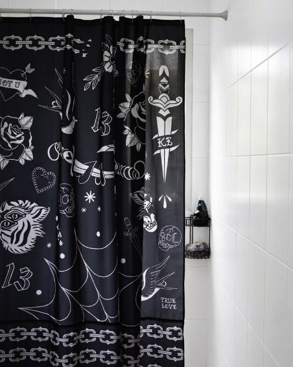 Producto - Cortina de baño Tattoo negra
