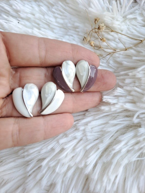 Producto - AQA0190 Aro Corazón Esmaltado bicolor C (dos pares)