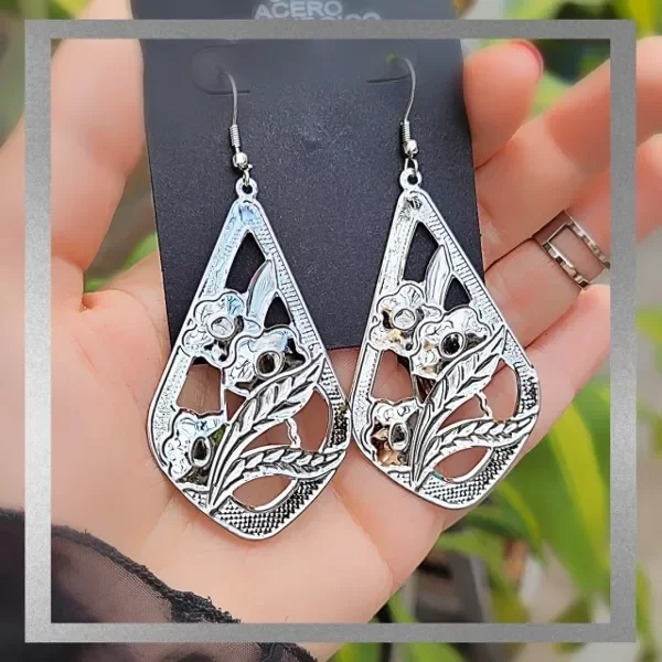 Producto - Aros colgantes grandes gota flores