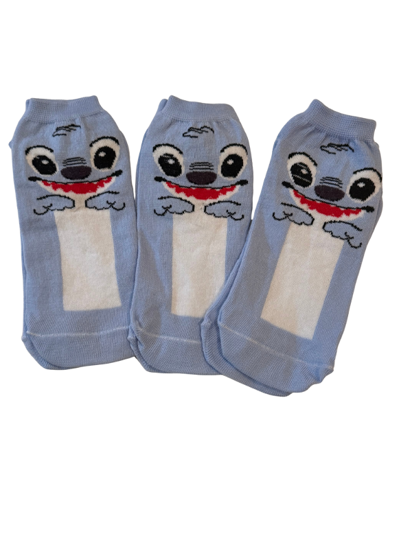Producto - Par Soquetes Animados Stitch Celeste