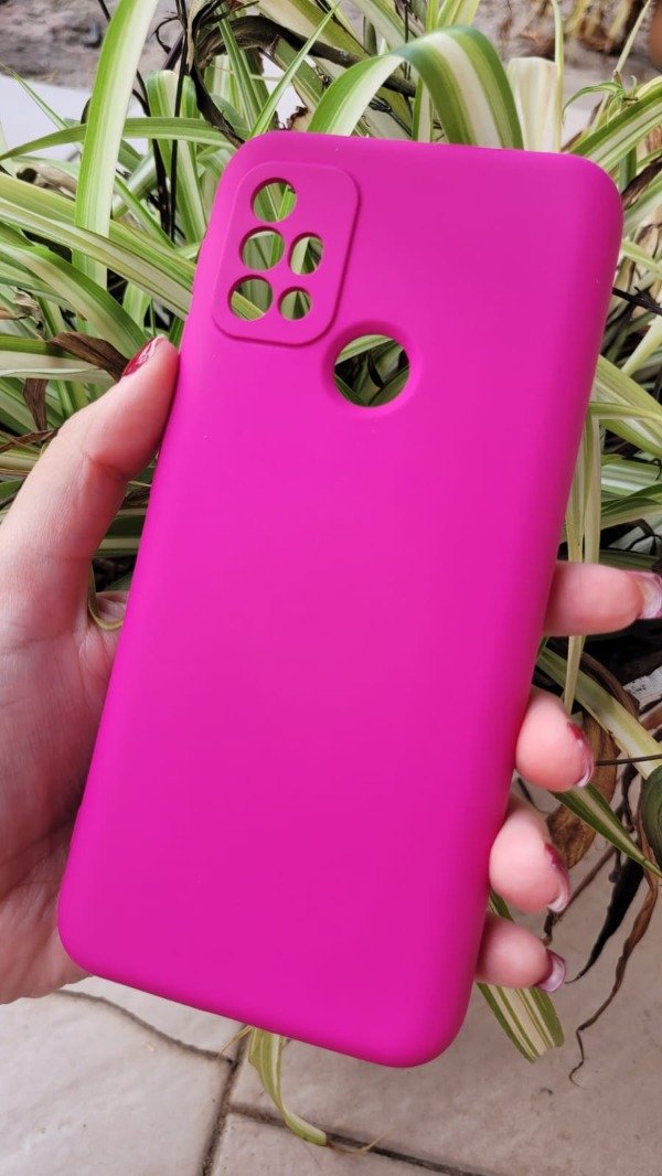 Producto - G20 y G30 silicona case con felpa magenta