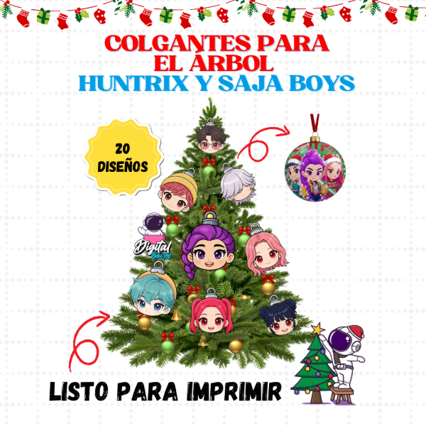 Producto - Colgantes para el Árbol de Navidad, Guerreras K-pop, Saja Boys