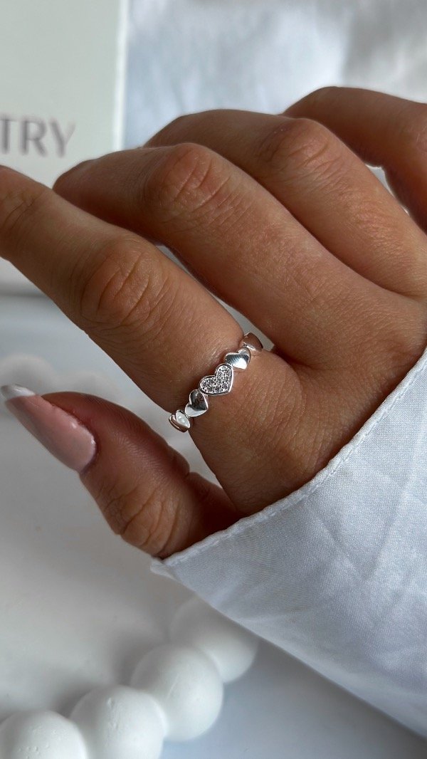 Producto - Anillo micropave corazones ULTIMO