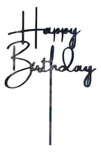 Producto - Topper MDF plateado Happy birthday