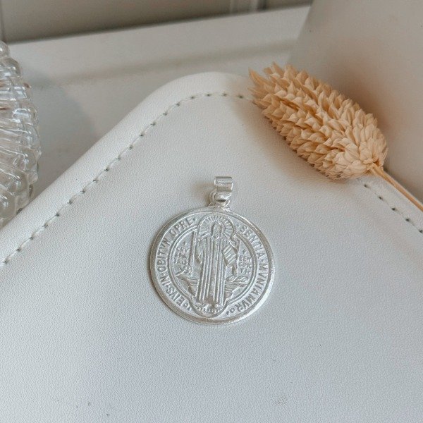 Producto - Dije Medalla San Benito Grande - Laminado Plata 925