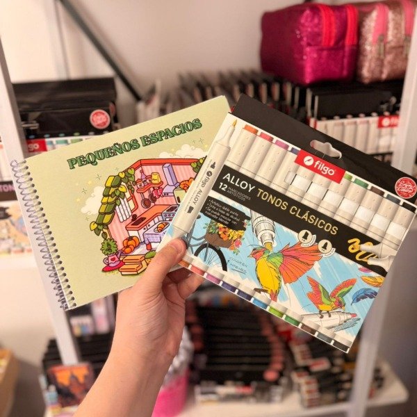 Producto - Kit libro para pintar Pequeños espacios + marcadores filgo Alloy