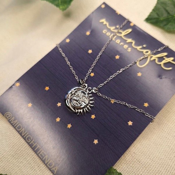 Producto - COLLARES COMPARTIDOS SOL Y LUNA PLATEADOS