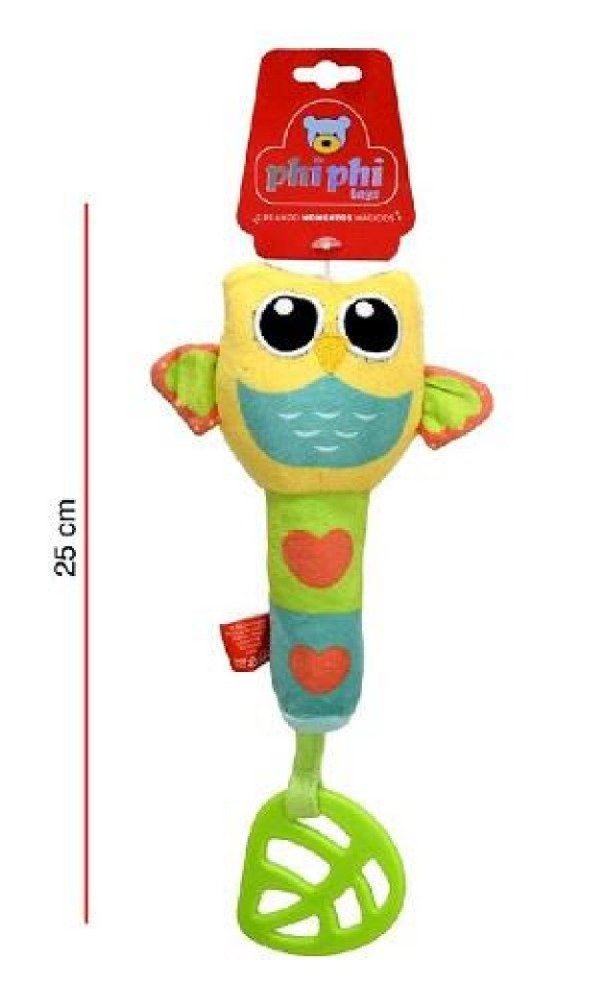 Producto - SONAJERO CON MORDILLO BUHO 25CM