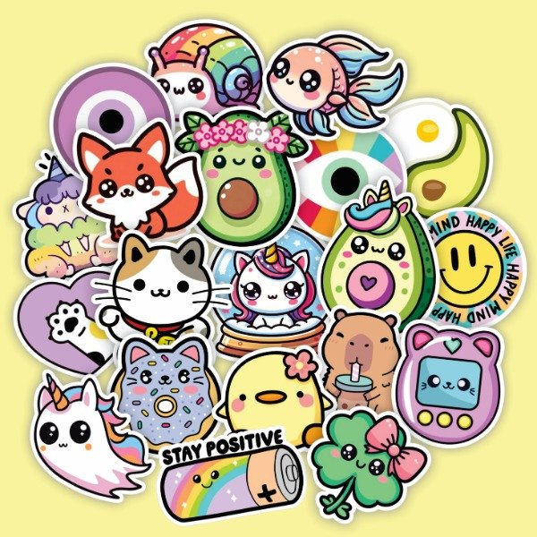 Producto - Pack 20 Stickers Vinilo Uv Premium - Kawaii 3
