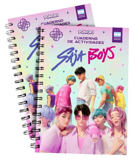 Producto - Cuaderno SAJA BOYS (Guerreras K-Pop) de Actividades + Stickers para Recortar