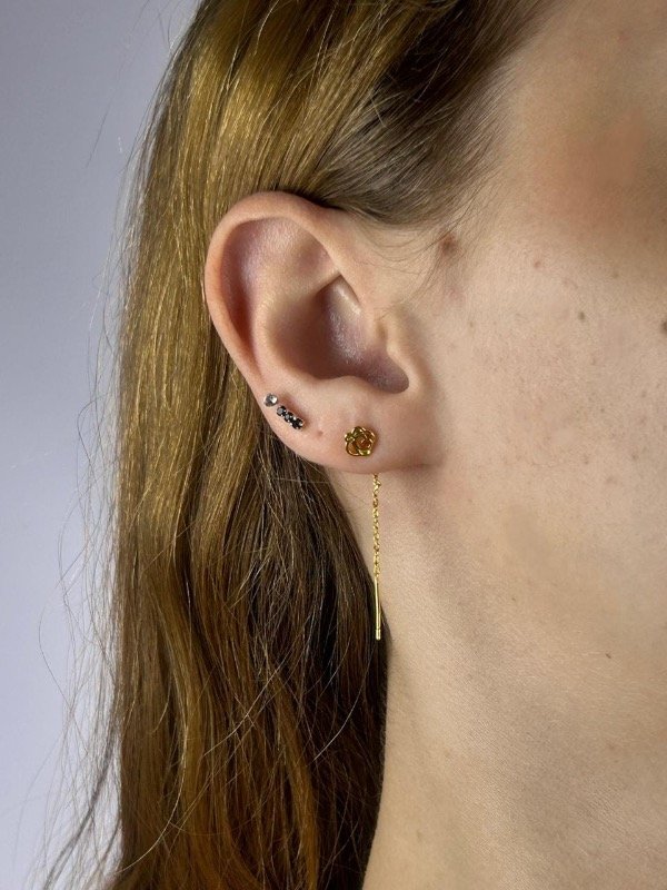 Producto - AROS DORADOS PASANTES AGUJA FLOR 1146